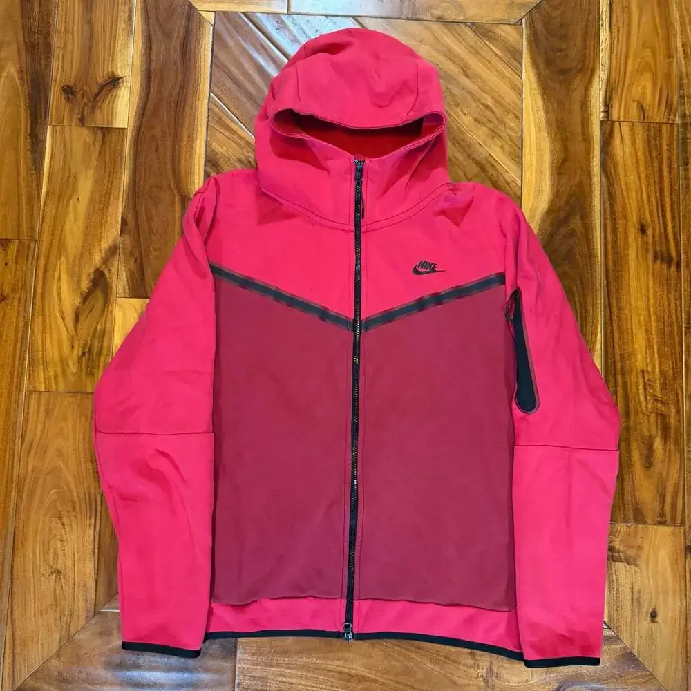 Nike Sportswear Tech Fleece Full-Zip Colorblock Hoodie Very Berry/Black Pink XL